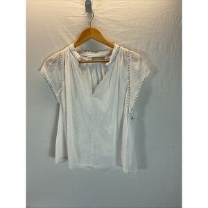 Vince White Guaze short‎ sleeve lightweight popover Top Blouse oversized MED